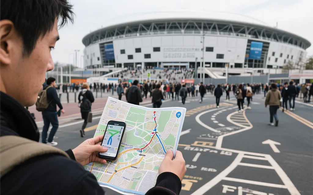 世界杯决赛日城市交通与球场外人流的规划感画面